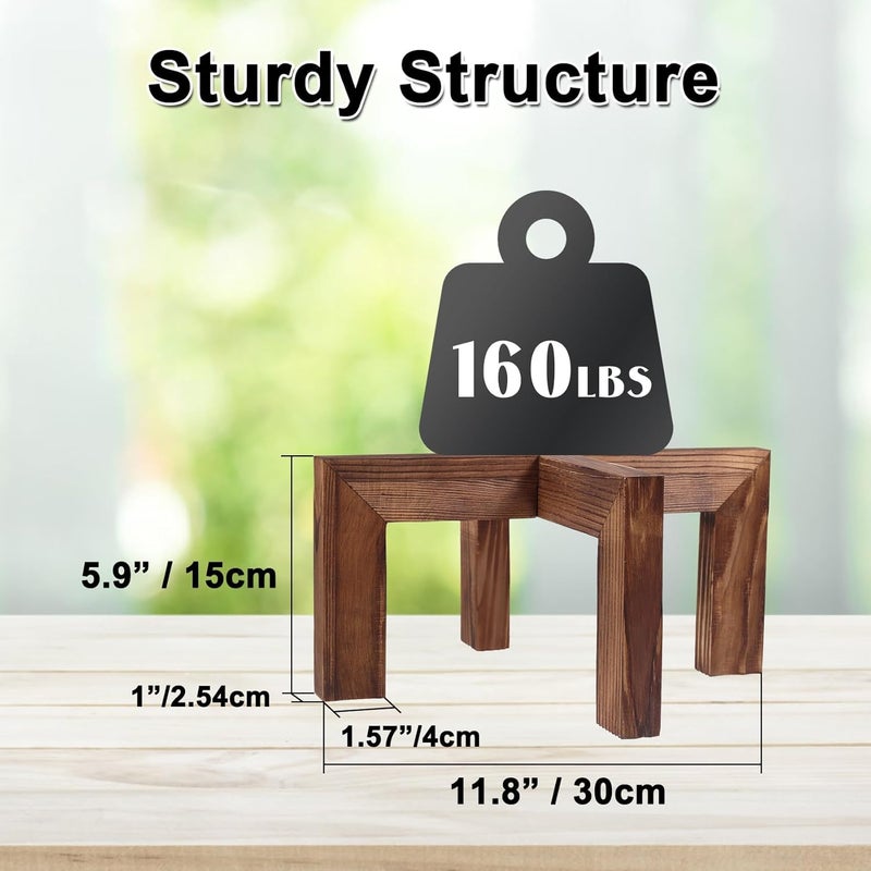 Vigordream Plant Stand, Indoor/Outdoor Wood Plant Holder, Single Flower Pot Stand, Sturdy Planter Stands, Fit 5-15 Inch Pots - Image 3